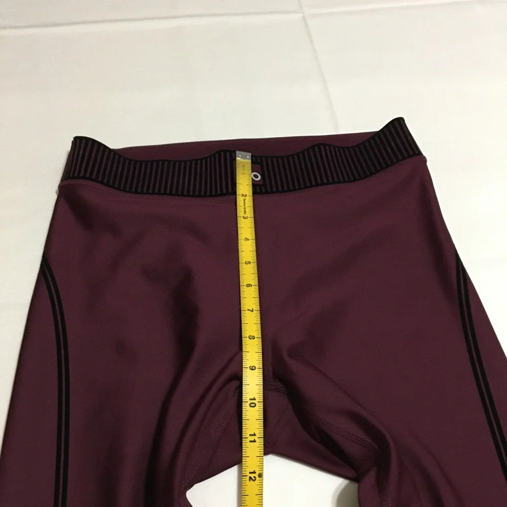 Alo Yoga Leggings Women Medium Burgundy Side Stripe Athletic